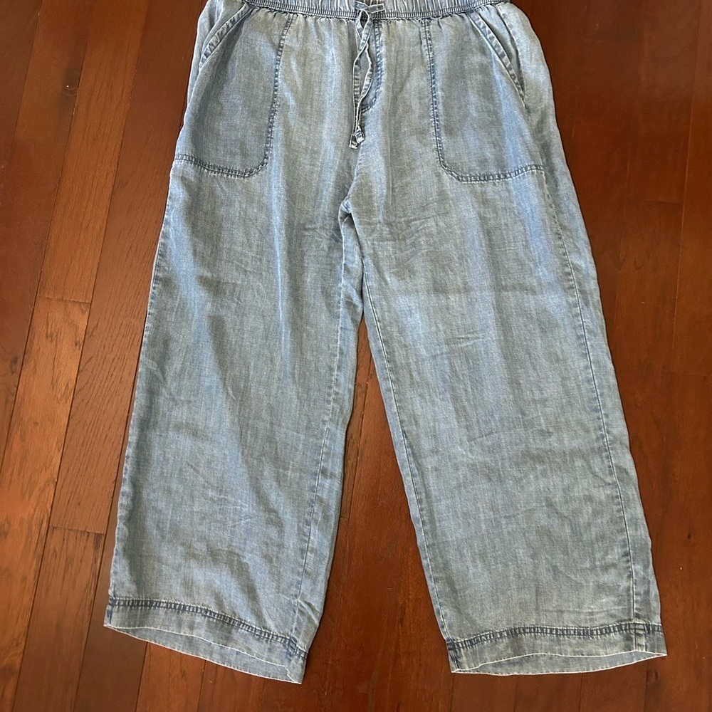 $168 Splendid  Angie Indigo Pant Sz L cropped wide leg super soft & lightweight - Picture 8 of 14